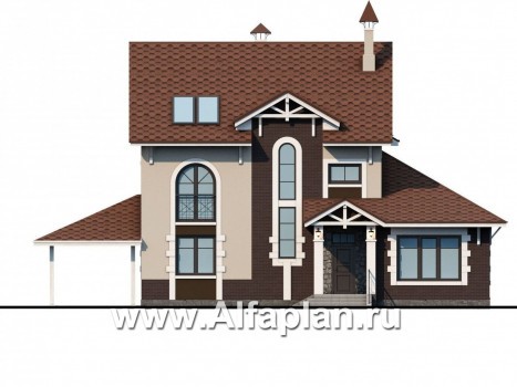 Проекты домов Альфаплан - «Оккервиль» - элегантный коттедж для большой семьи - превью фасада №1