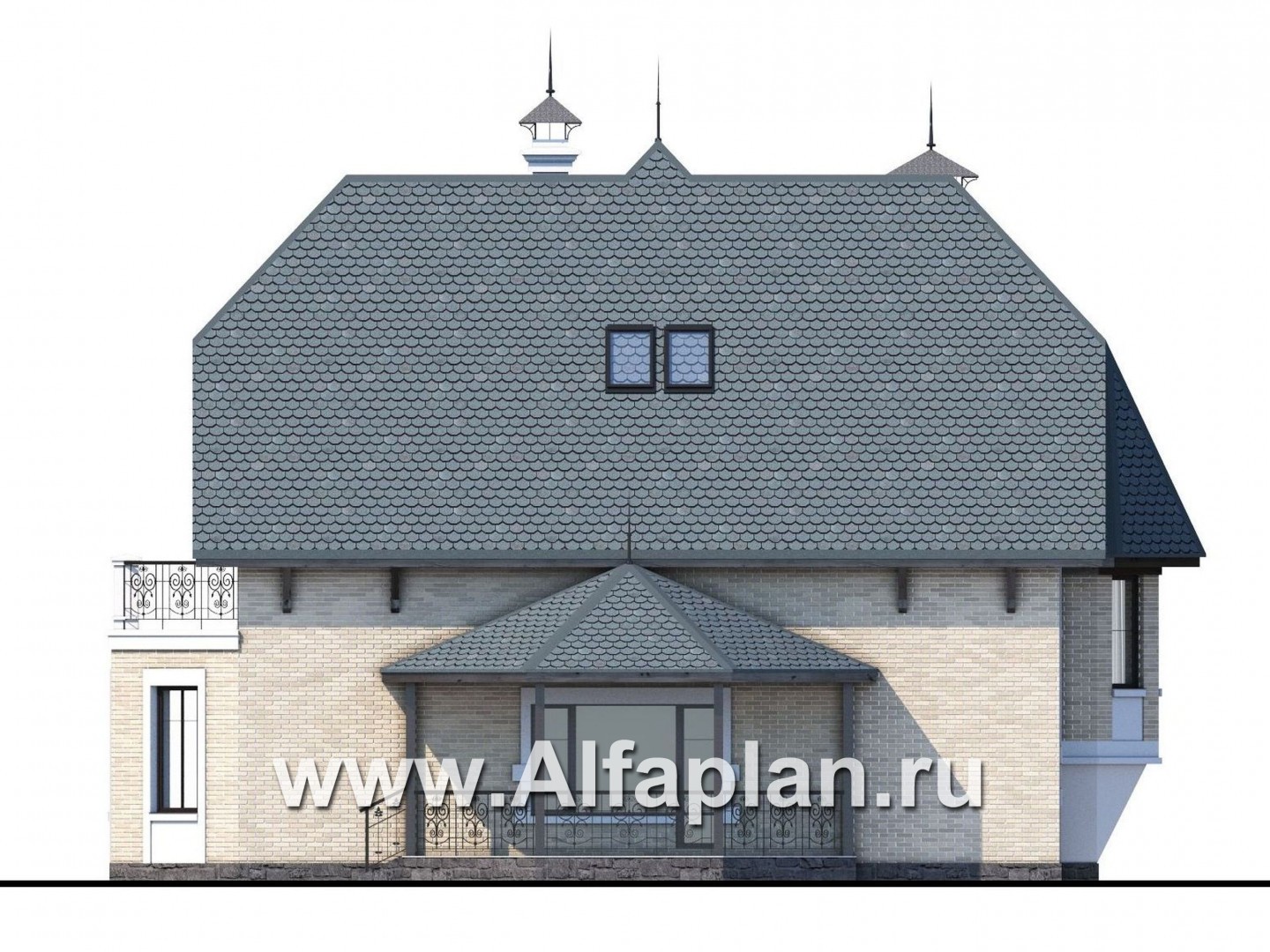 Проекты домов Альфаплан - «Вианден» - коттедж с высокой кровлей - изображение фасада №3