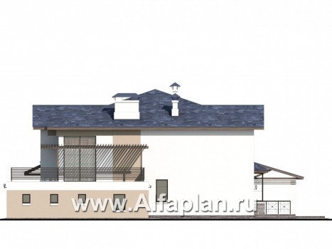 Проекты домов Альфаплан - «Динамика» — современный коттедж с большими гаражом и террасой - превью фасада №2