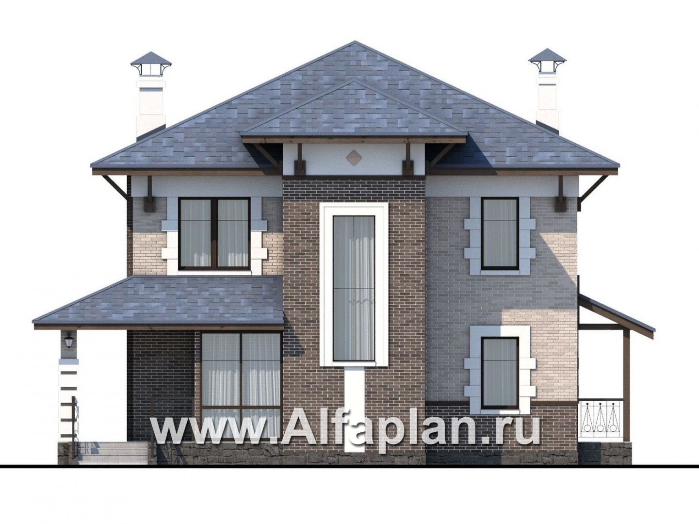 Проекты домов Альфаплан - «Виконт» - двухэтажный дом с отличной планировкой - изображение фасада №1