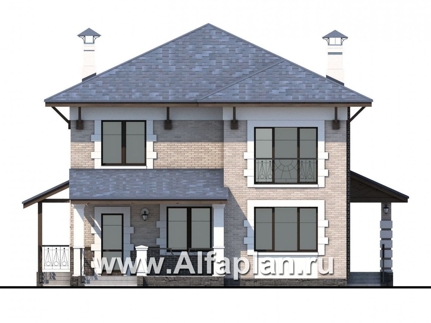 Проекты домов Альфаплан - «Виконт» - двухэтажный дом с отличной планировкой - изображение фасада №4