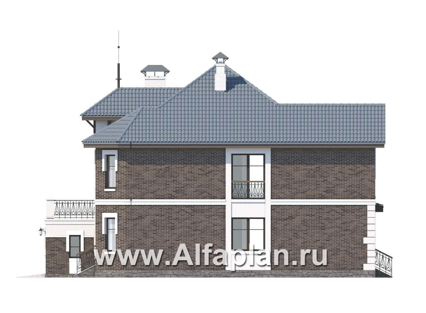 Проекты домов Альфаплан - «Феникс» - комфортабельный  коттедж с террасой - изображение фасада №2
