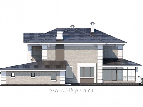 «Орлов» - проект двухэтажного дома из газобетона, с террасой и балконом, планировка с лестницей в центре, с гаражом на 2 авто - превью фасада дома