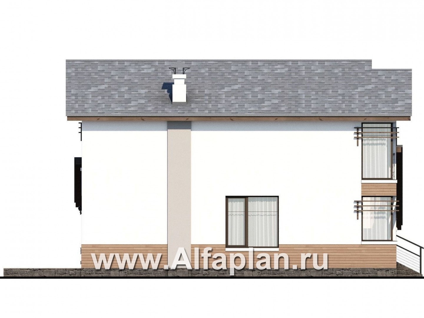 Проекты домов Альфаплан - «Солнечный» - современный, компактный и комфортный дом - изображение фасада №3