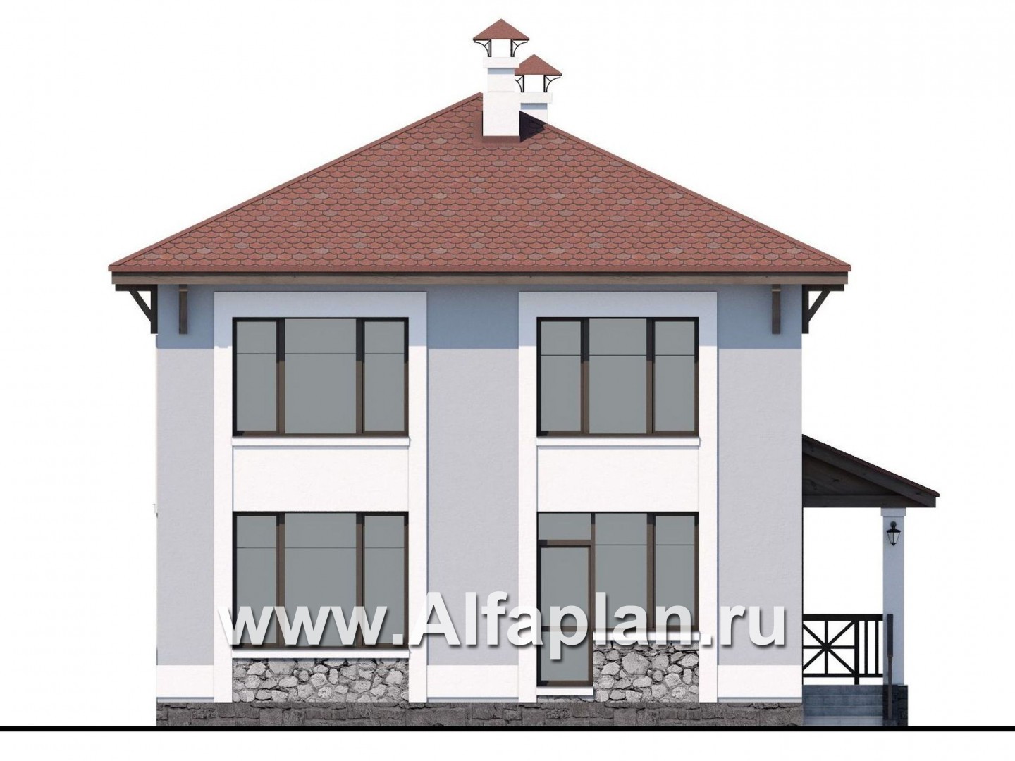 Проекты домов Альфаплан - Кирпичный дом «Собственный рай» - изображение фасада №4