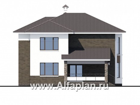 Проекты домов Альфаплан - «Статский советник» - комфортабельный коттедж в современном стиле - превью фасада №3