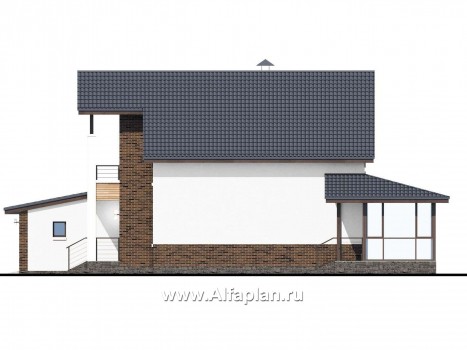Проекты домов Альфаплан - «Галс» - двухэтажный коттедж со вторым светом и гаражом на два автомобиля - превью фасада №2
