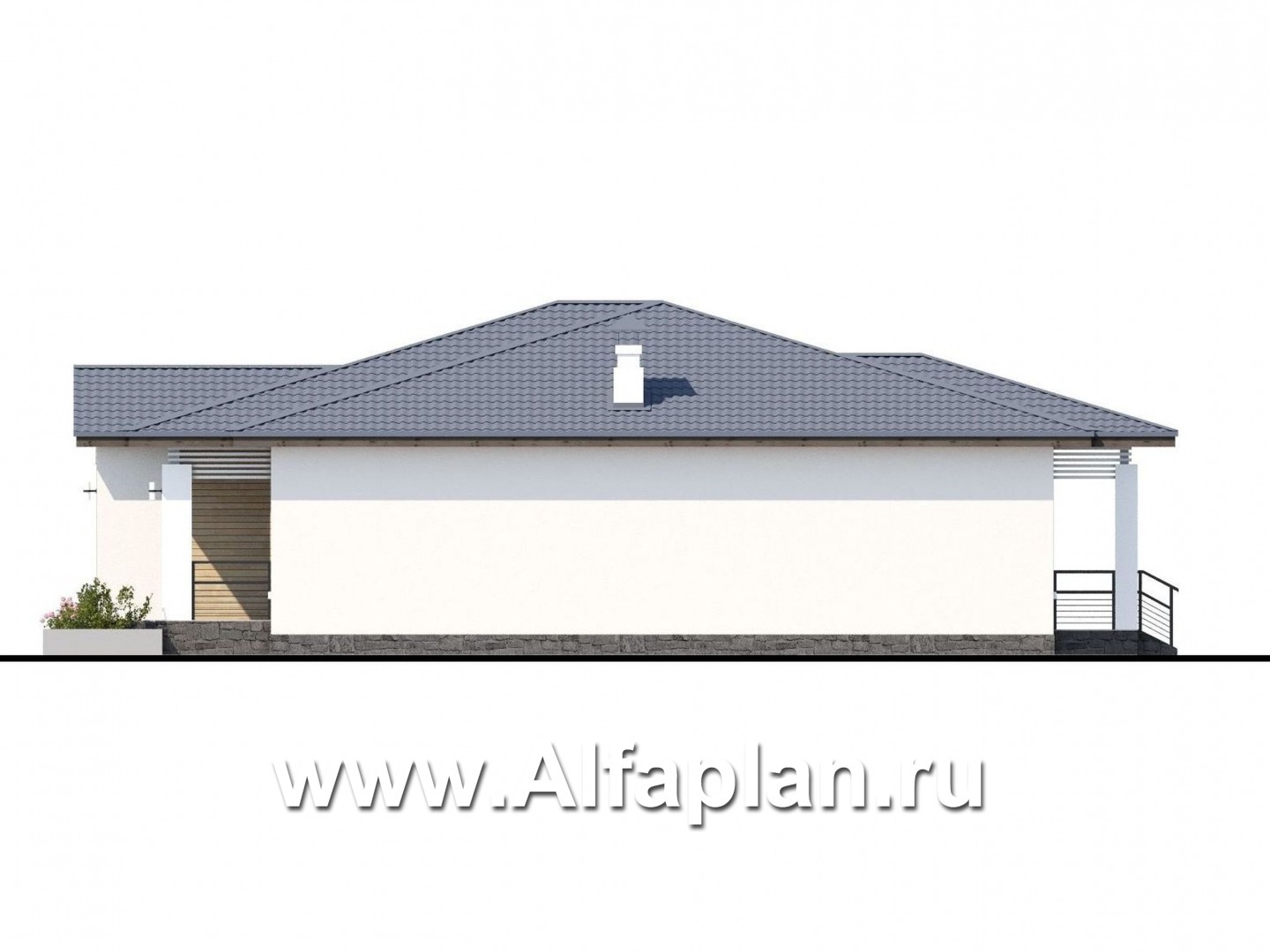 Проекты домов Альфаплан - «Калипсо» - комфортабельный одноэтажный дом c террасой - изображение фасада №4