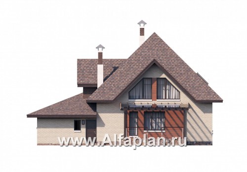 Проекты домов Альфаплан - «Орион» - современный мансардный дом с гаражом - превью фасада №4