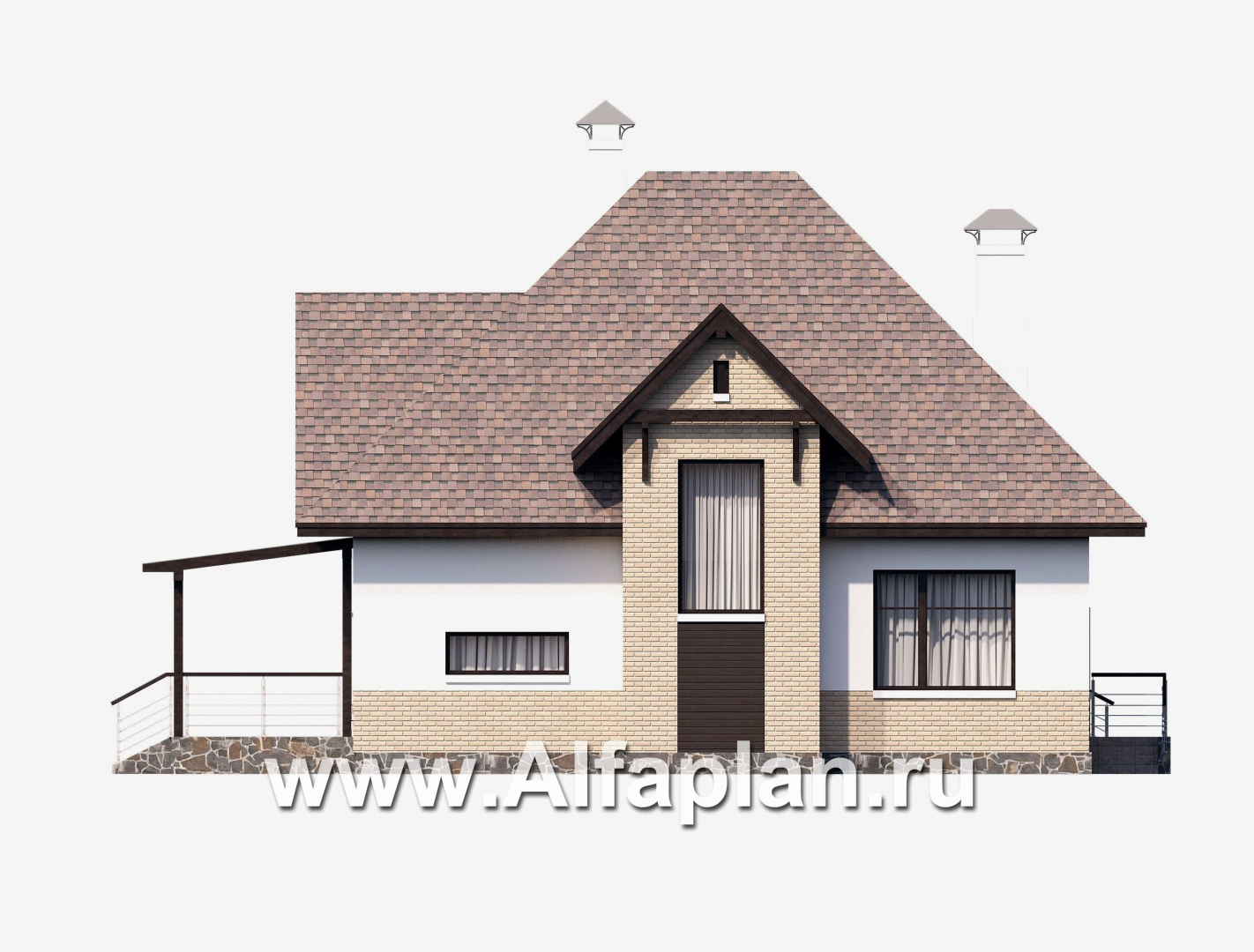 Проекты домов Альфаплан - «Домик в Коломне» - уютный дом с мансардой - изображение фасада №4
