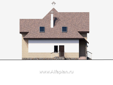 Проекты домов Альфаплан - «Домик в Коломне» - уютный дом с мансардой - превью фасада №3