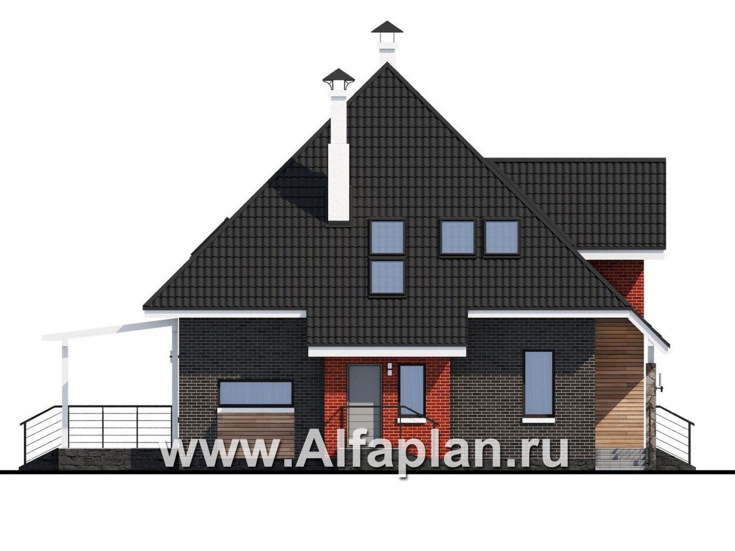 Проекты домов Альфаплан - «Сириус» - современный мансардный дом - изображение фасада №3