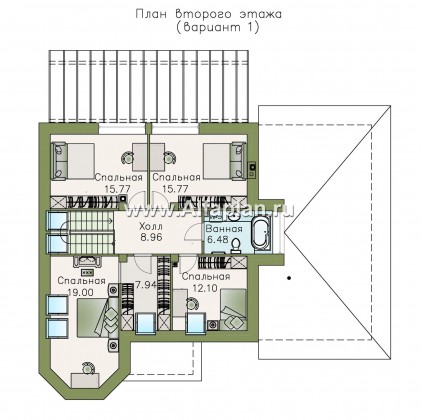 Проекты домов Альфаплан - «Капелла» - современный мансардный дом - превью плана проекта №2
