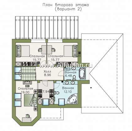 Проекты домов Альфаплан - «Капелла» - современный мансардный дом - превью плана проекта №3