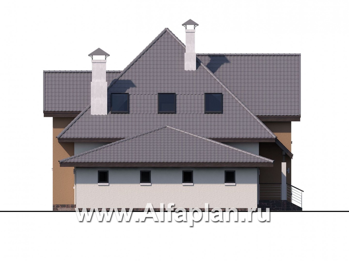 Проекты домов Альфаплан - «Гемма»  - современный мансардный дом - изображение фасада №3