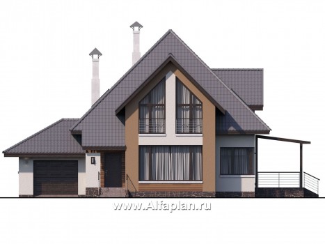 Проекты домов Альфаплан - «Гемма»  - современный мансардный дом - превью фасада №1