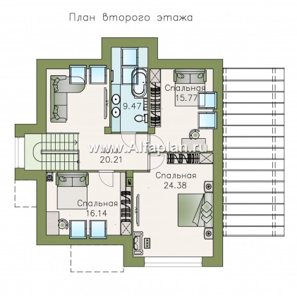 Проекты домов Альфаплан - «Персей» - современный мансардный дом - превью плана проекта №2