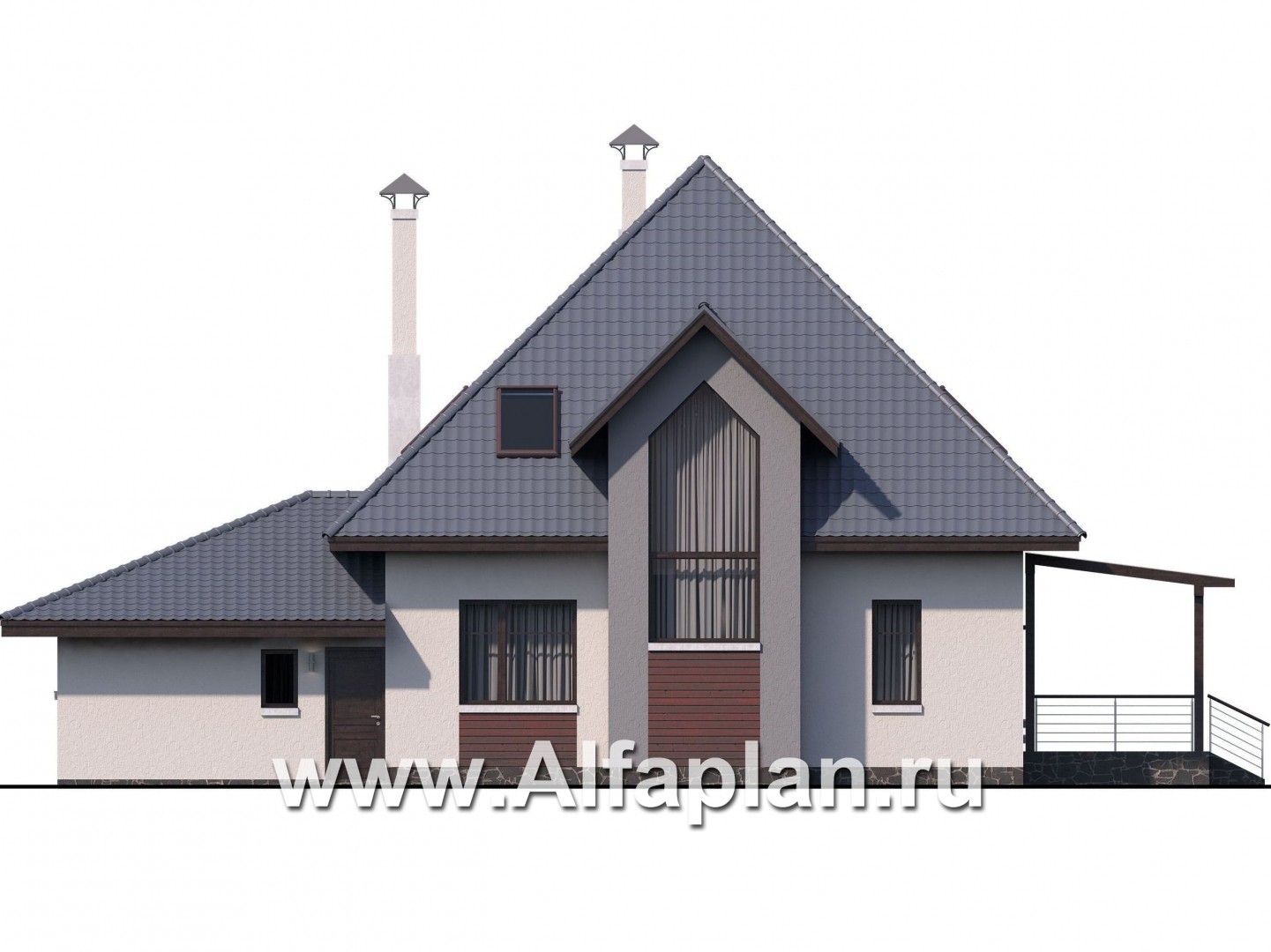Проекты домов Альфаплан - «Плеяды» - современный мансардный дом - изображение фасада №4