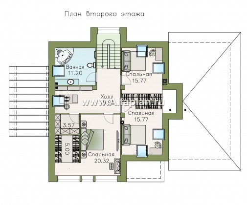 Проекты домов Альфаплан - «Плеяды» - современный мансардный дом - превью плана проекта №2