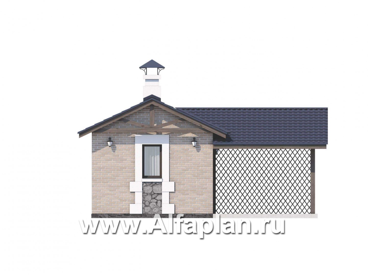 Проекты домов Альфаплан - Удобный хоз. блок для небольшой усадьбы - изображение фасада №1