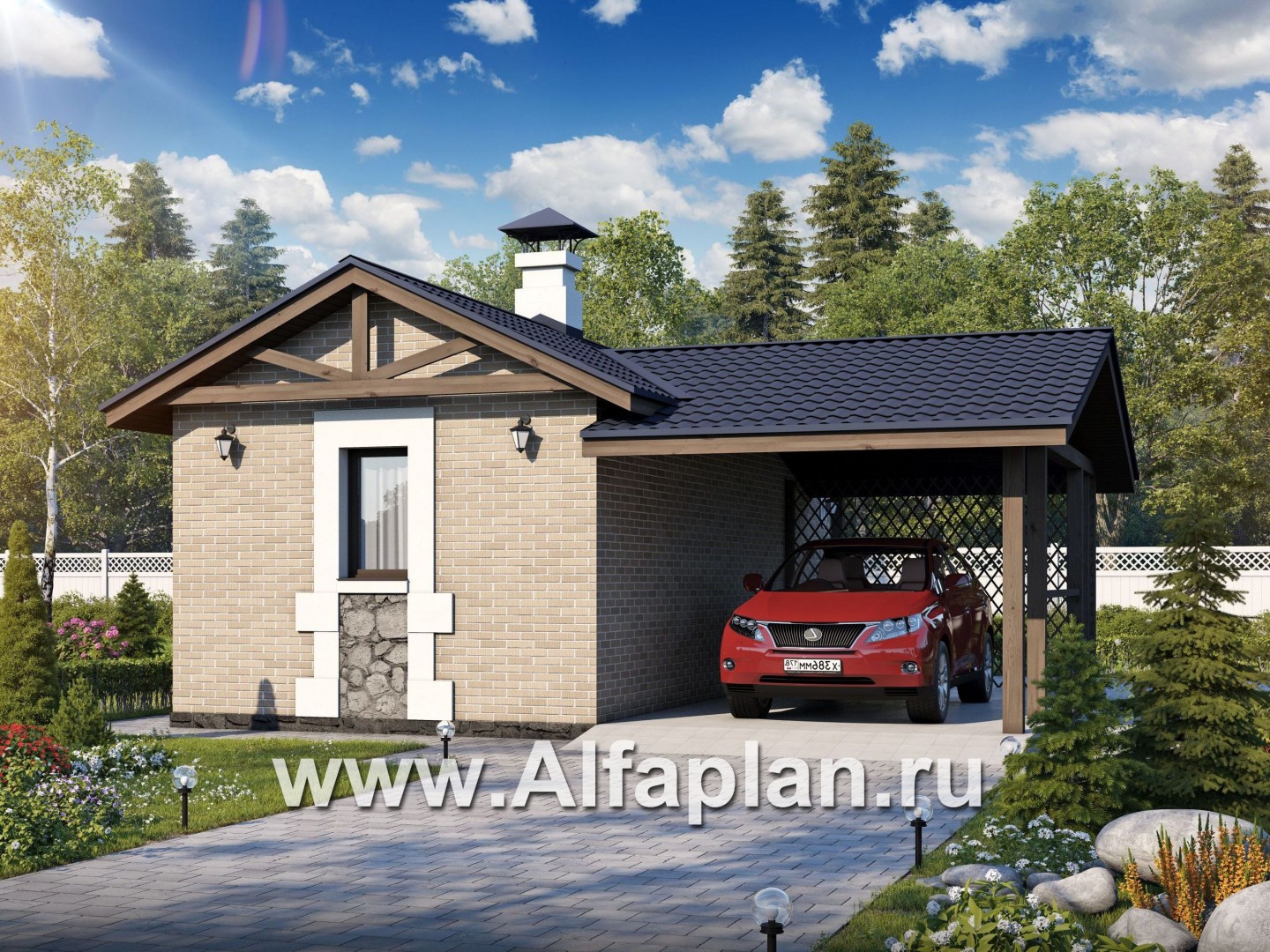 Проекты домов Альфаплан - Удобный хоз. блок для небольшой усадьбы - основное изображение
