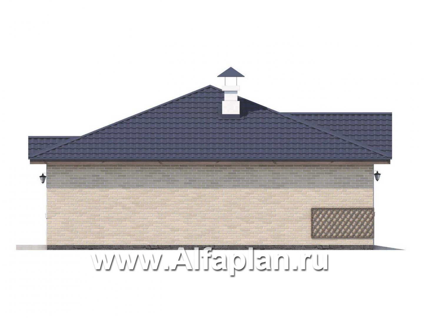 Проекты домов Альфаплан - Удобный хоз. блок с гаражом и баней - изображение фасада №3