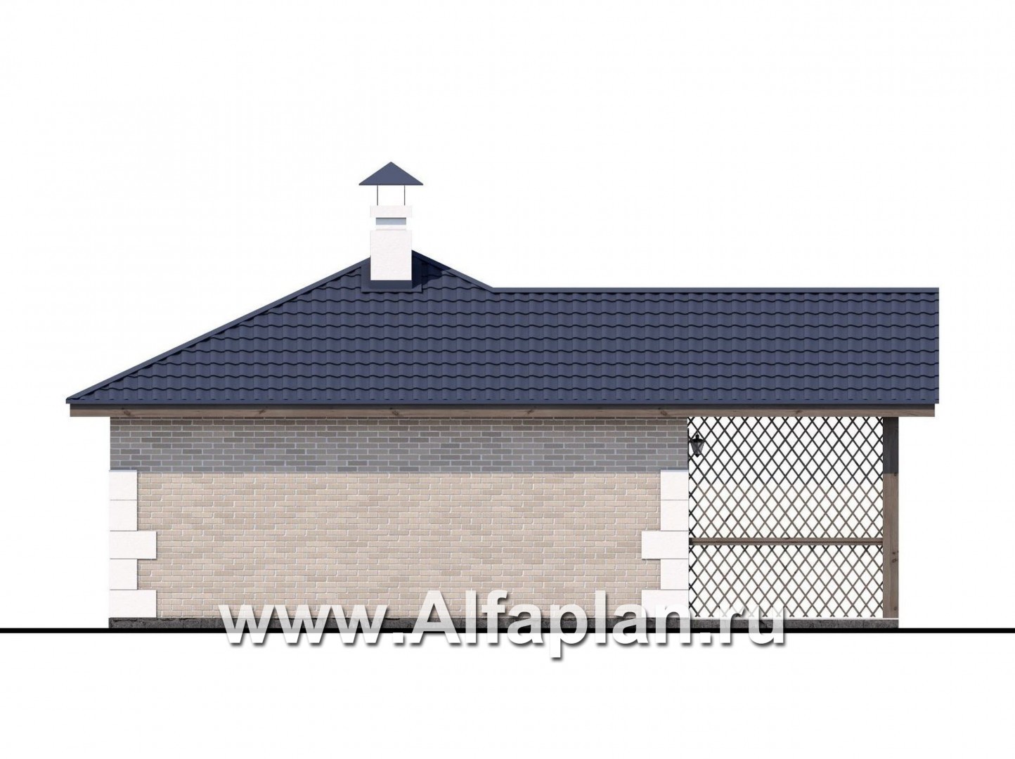 Проекты домов Альфаплан - Комфортабельная баня  с верандой - изображение фасада №4