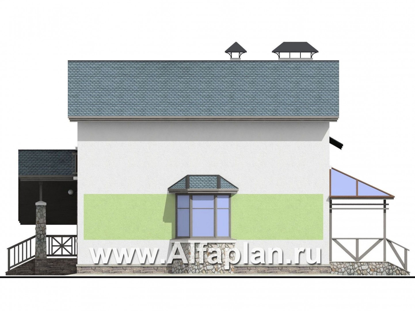 Проекты домов Альфаплан - «Премьера»- рациональный и компактный дом для небольшой семьи - изображение фасада №2