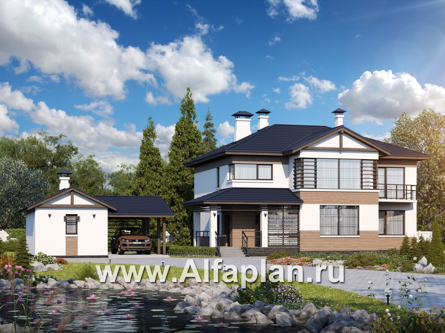 Проекты домов Альфаплан - «Аутентик» _ДУО - основное изображение