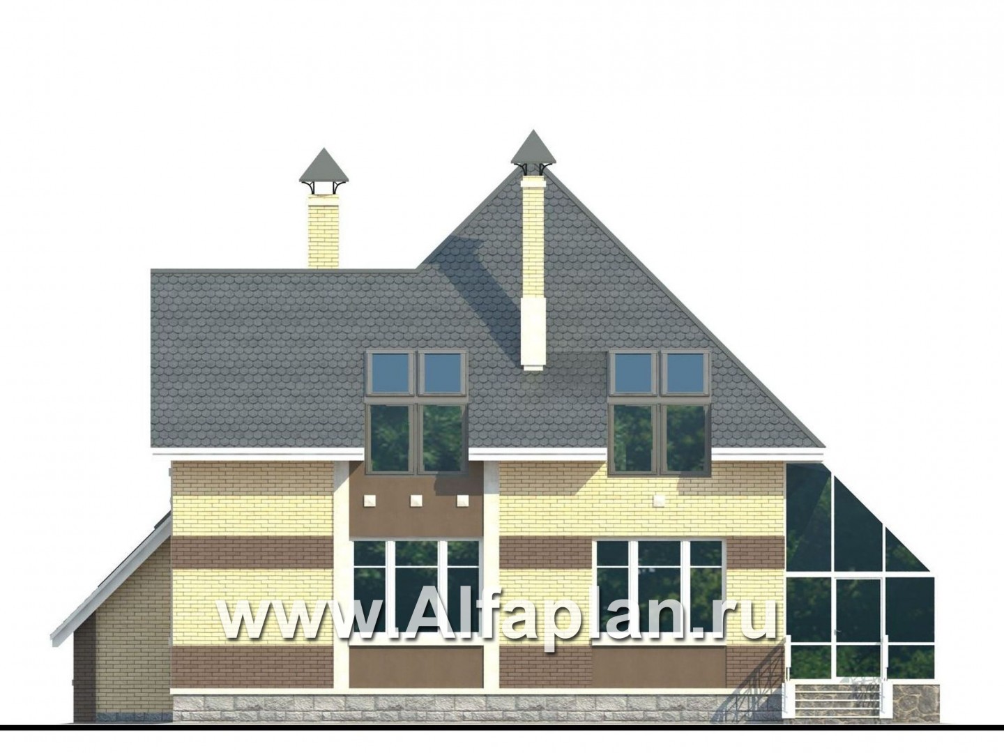 Проекты домов Альфаплан - «Светлая жизнь» - дом с окнами в небо - изображение фасада №4