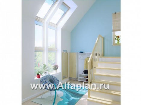 Проекты домов Альфаплан - «Свой остров» - коттедж с полукруглой гостиной и мансардными окнами - превью дополнительного изображения №3