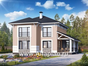 Проекты домов Альфаплан - «Счастье рядом» - двухэтажный дом с комфортной планировкой - превью основного изображения