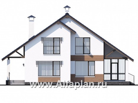 Проекты домов Альфаплан - «Счастье рядом» - современный дом с комфортной планировкой - превью фасада №1