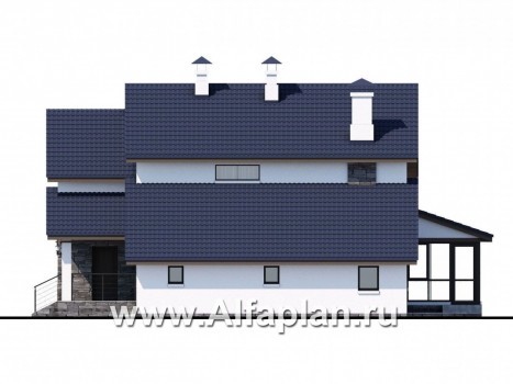 «Четвертое измерение» - проект  дома с мансардой, с террасой и с гаражом - превью фасада дома