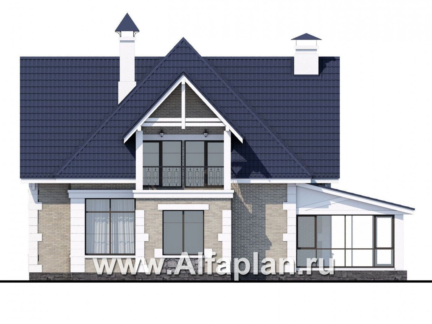 Проекты домов Альфаплан - «Золушка» - удобный и комфортный мансардный дом - изображение фасада №2
