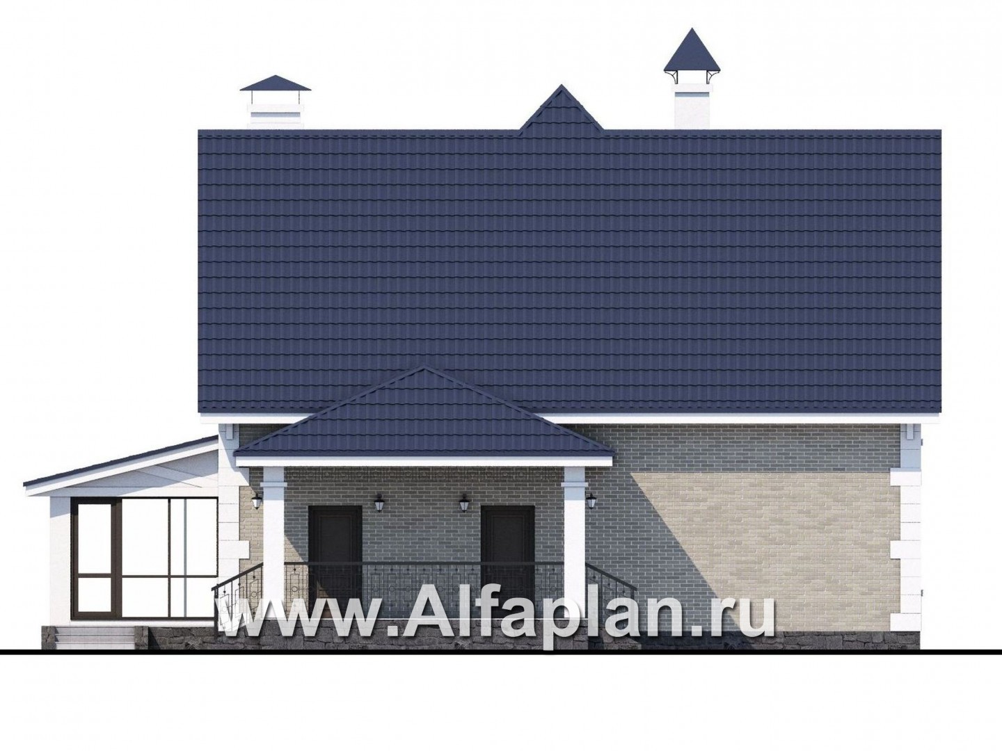 Проекты домов Альфаплан - «Золушка» - удобный и комфортный мансардный дом - изображение фасада №3