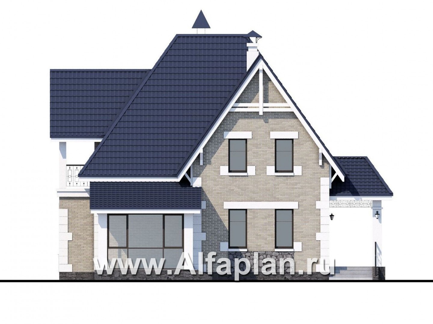 Проекты домов Альфаплан - «Золушка» - удобный и комфортный мансардный дом - изображение фасада №4