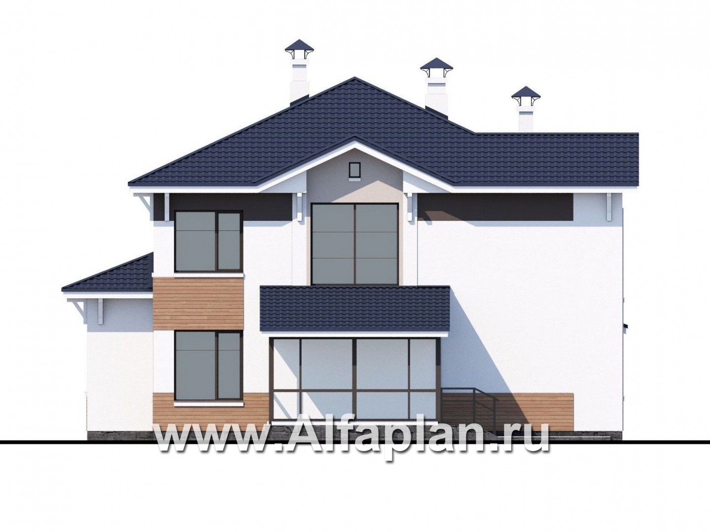 Проекты домов Альфаплан - «Мелодия света» - двухэтажный коттедж с эффектным интерьером - изображение фасада №4