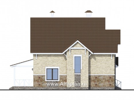 Проекты домов Альфаплан - «Новая пристань» - дом из газобетона для удобной загородной жизни - превью фасада №3