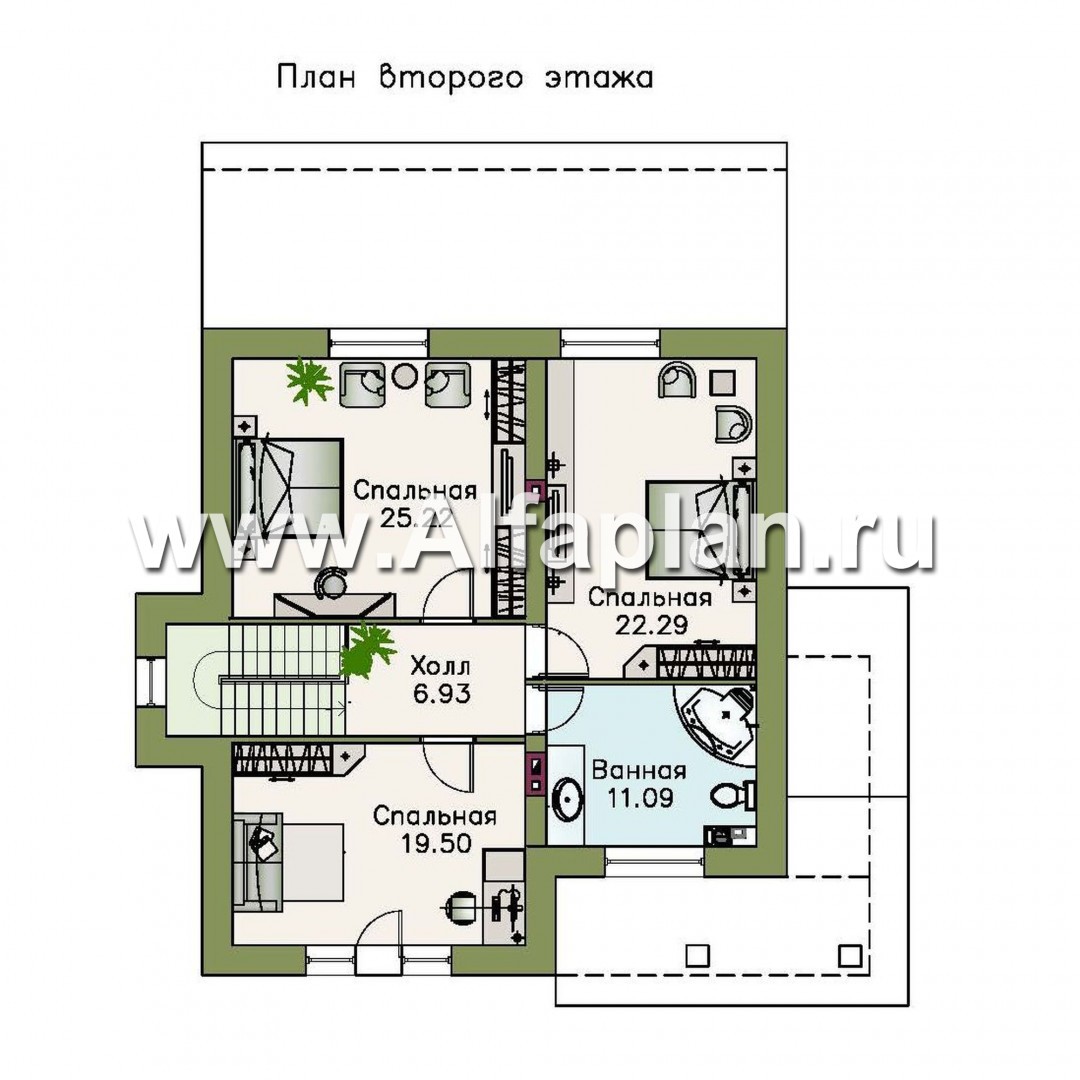 Проекты домов Альфаплан - «Новая пристань» - дом из газобетона для удобной загородной жизни - изображение плана проекта №2