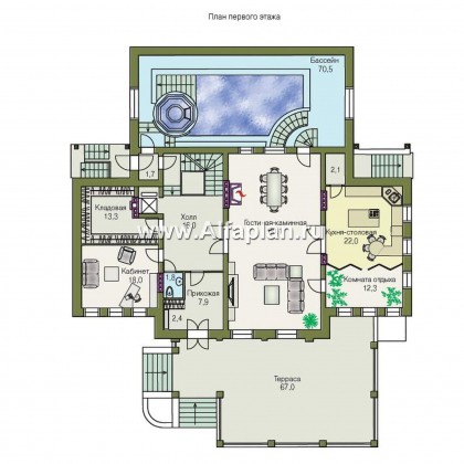 Проекты домов Альфаплан - «Поместье» - элитный коттедж в классическом стиле - превью плана проекта №2