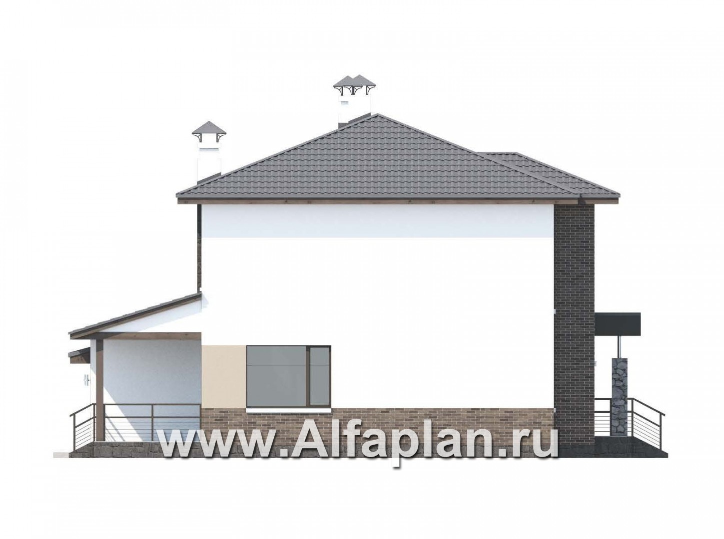 Проекты домов Альфаплан - «Приоритет» - современный экономичный дом с гаражом - изображение фасада №3