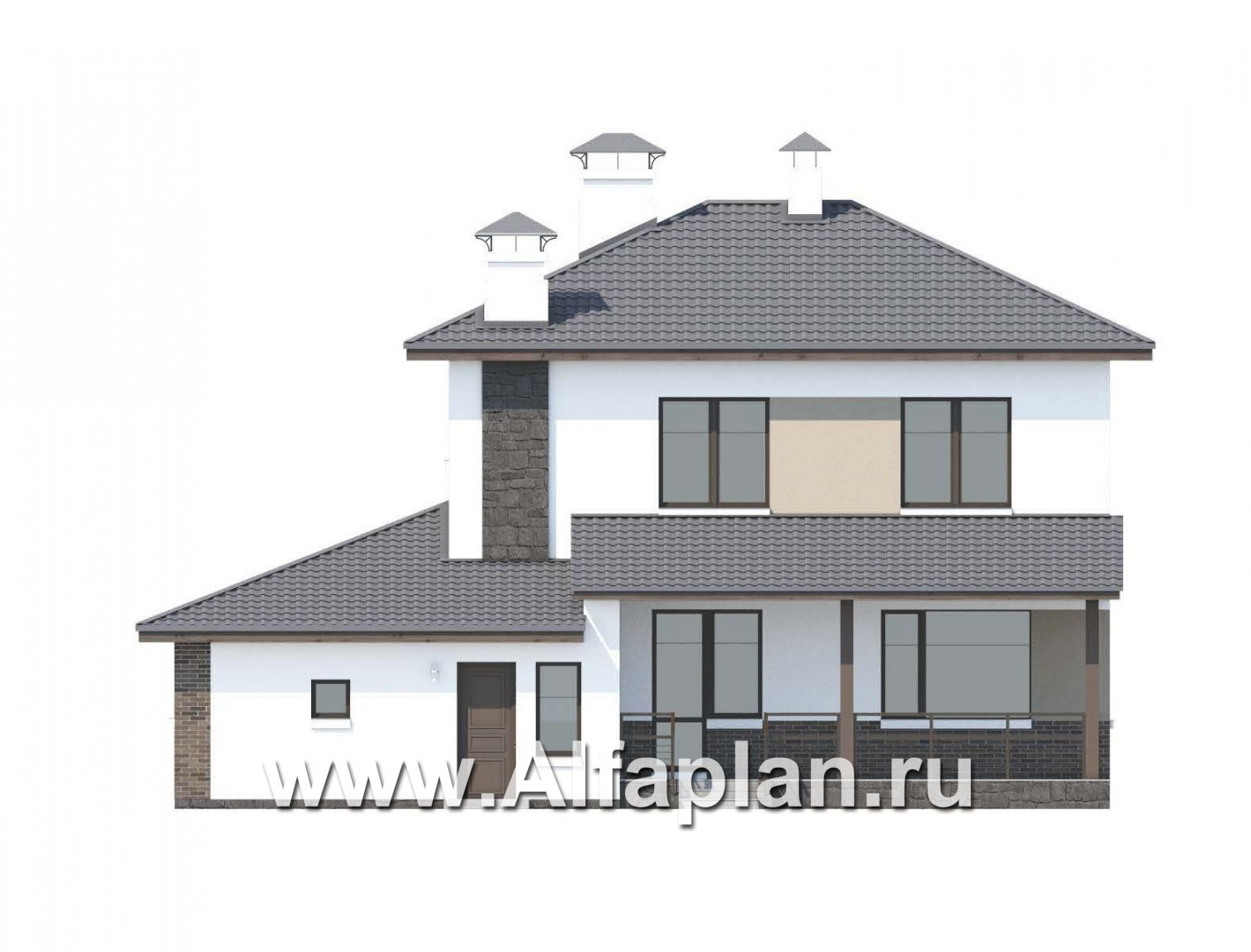 Проекты домов Альфаплан - «Приоритет» - современный экономичный дом с гаражом - изображение фасада №4