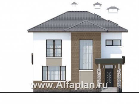 Проекты домов Альфаплан - «Приоритет» - экономичный и комфортный современный дом - превью фасада №1