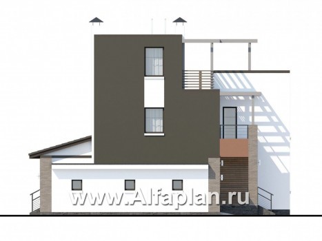 Проекты домов Альфаплан - «Рефлекс» - комфортабельный коттедж с эксплуатируемой кровлей - превью фасада №3