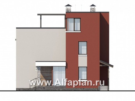 Проекты домов Альфаплан - «Виток спирали» -современный коттедж с «зеленой» плоской кровлей - превью фасада №2
