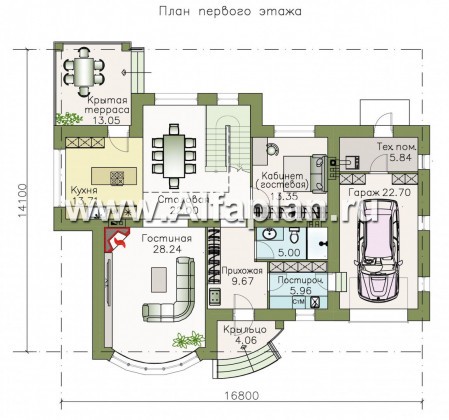 Проекты домов Альфаплан - «Гедонист»- коттедж с гаражом и эффектным остеклением - превью плана проекта №1