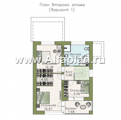 Проекты домов Альфаплан - «Лотос» - компактный современный двухэтажный дом - превью плана проекта №2
