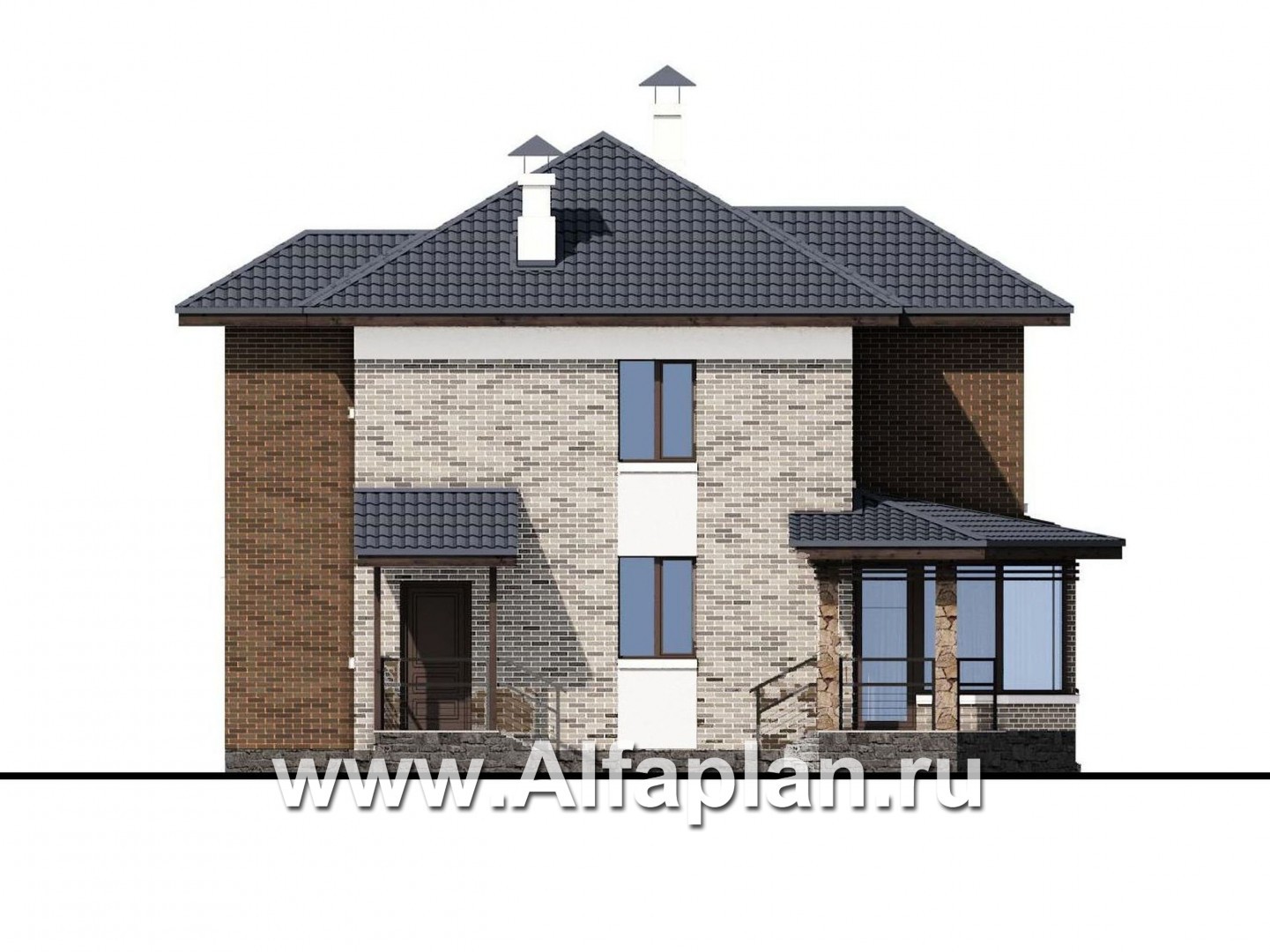 Проекты домов Альфаплан - «Высокий горизонт» - идеальный план дома на 150 квадратов - изображение фасада №3