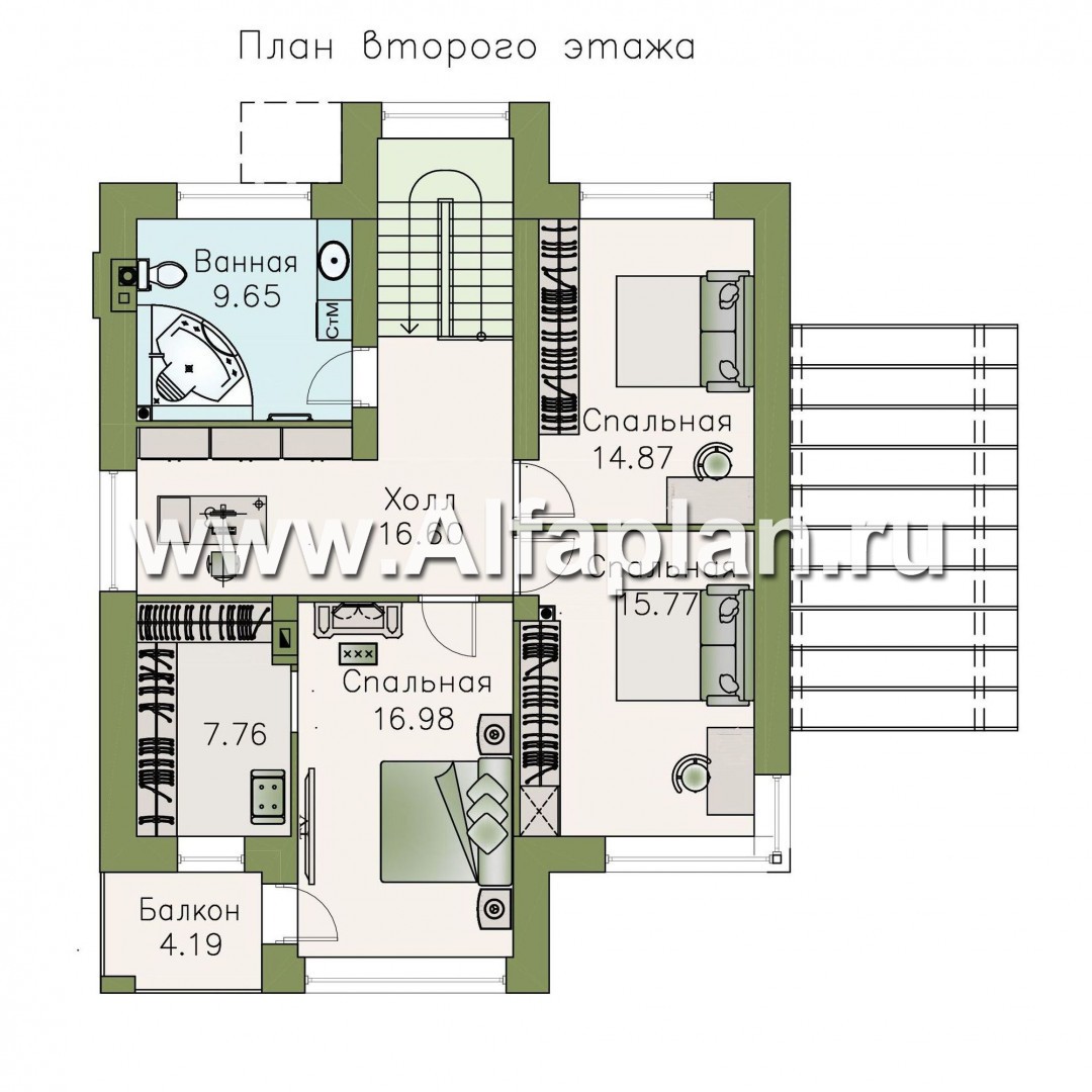 Проекты домов Альфаплан - «Печора» - стильный двухэтажный коттедж - план проекта №2